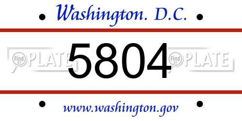 5804 District Of Columbia License Plate