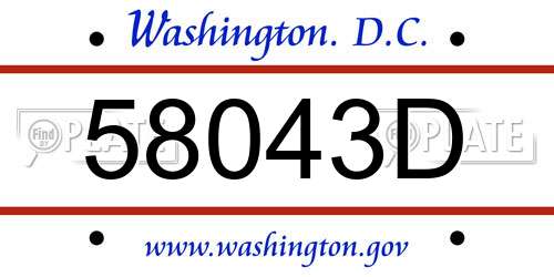 58043D District Of Columbia License Plate