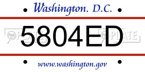 5804ED District Of Columbia License Plate