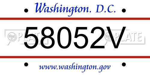 58052V District Of Columbia License Plate