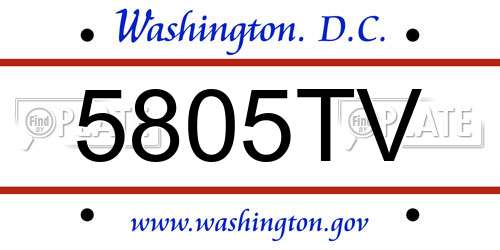 5805TV District Of Columbia License Plate