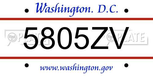 5805ZV District Of Columbia License Plate
