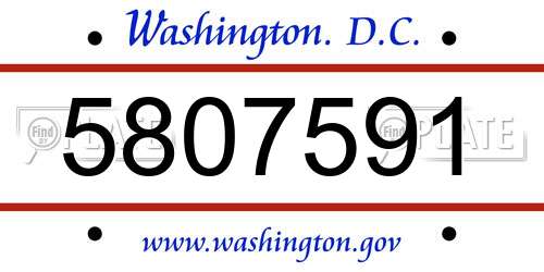 5807591 District Of Columbia License Plate