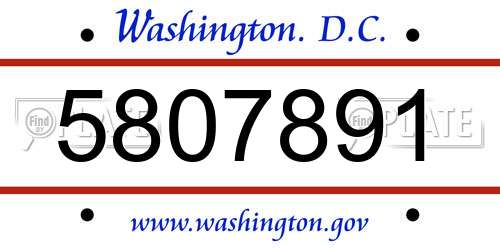 5807891 District Of Columbia License Plate