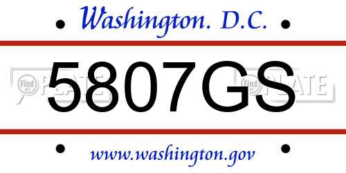 5807GS District Of Columbia License Plate