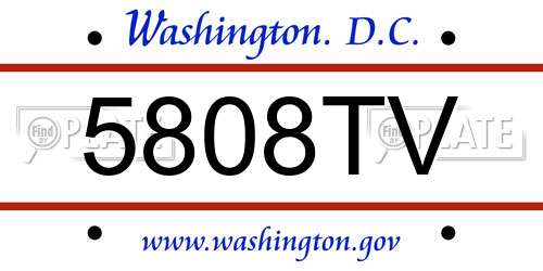 5808TV District Of Columbia License Plate
