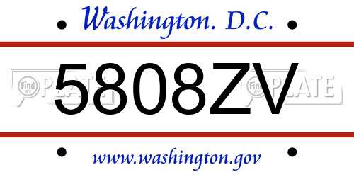 5808ZV District Of Columbia License Plate