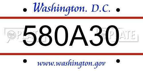 580A30 District Of Columbia License Plate