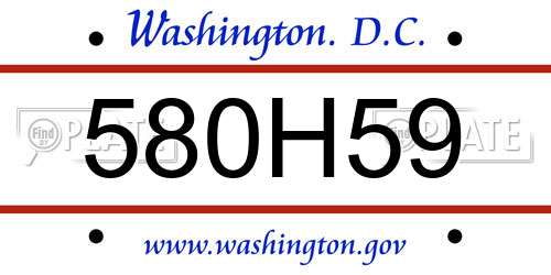 580H59 District Of Columbia License Plate