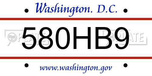 580HB9 District Of Columbia License Plate