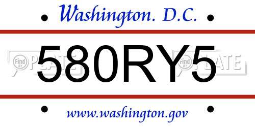 580RY5 District Of Columbia License Plate