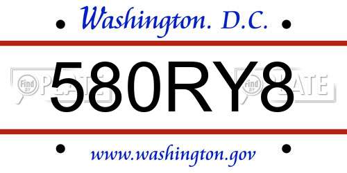 580RY8 District Of Columbia License Plate