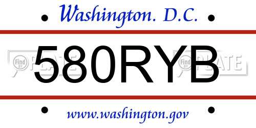 580RYB District Of Columbia License Plate