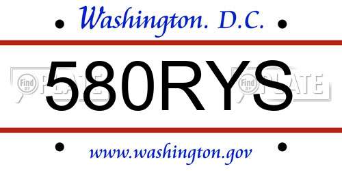 580RYS District Of Columbia License Plate