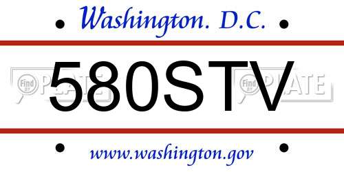 580STV District Of Columbia License Plate