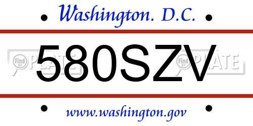 580SZV District Of Columbia License Plate