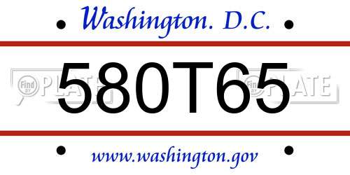 580T65 District Of Columbia License Plate