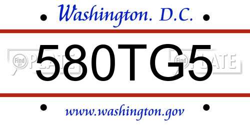 580TG5 District Of Columbia License Plate