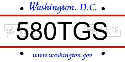 580TGS District Of Columbia License Plate