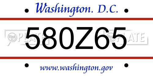 580Z65 District Of Columbia License Plate