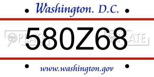 580Z68 District Of Columbia License Plate