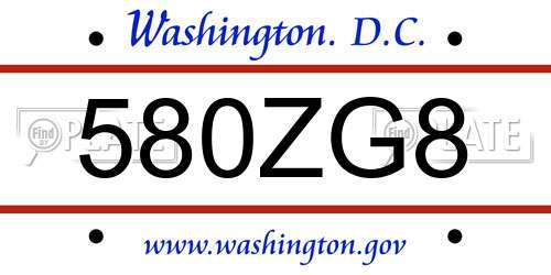 580ZG8 District Of Columbia License Plate