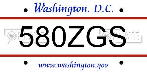 580ZGS District Of Columbia License Plate