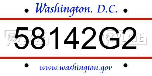 58142G2 District Of Columbia License Plate