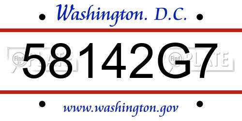 58142G7 District Of Columbia License Plate