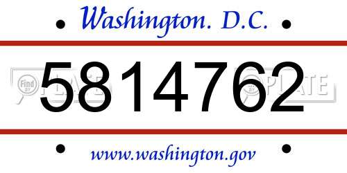 5814762 District Of Columbia License Plate