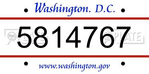 5814767 District Of Columbia License Plate