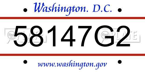 58147G2 District Of Columbia License Plate