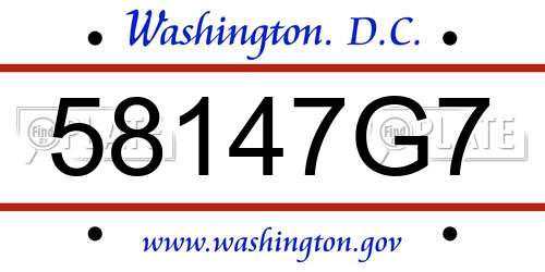 58147G7 District Of Columbia License Plate