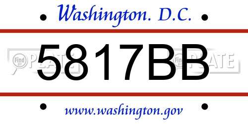 5817BB District Of Columbia License Plate
