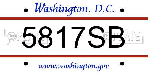 5817SB District Of Columbia License Plate