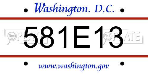 581E13 District Of Columbia License Plate