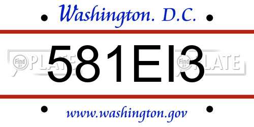 581EI3 District Of Columbia License Plate