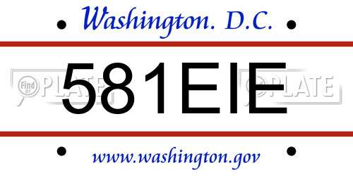 581EIE District Of Columbia License Plate