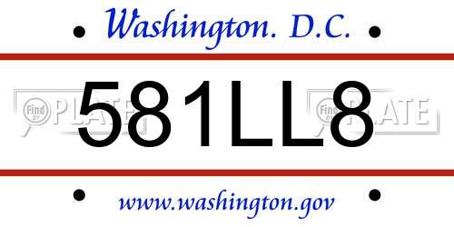 581LL8 District Of Columbia License Plate