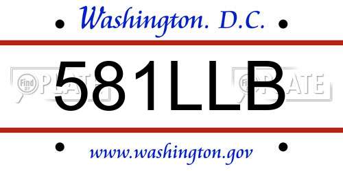 581LLB District Of Columbia License Plate