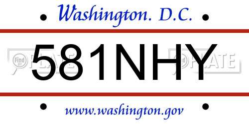 581NHY District Of Columbia License Plate
