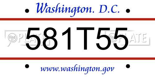 581T55 District Of Columbia License Plate