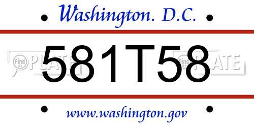 581T58 District Of Columbia License Plate