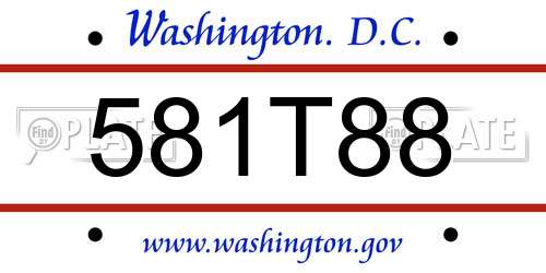 581T88 District Of Columbia License Plate