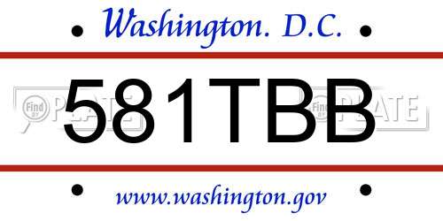 581TBB District Of Columbia License Plate