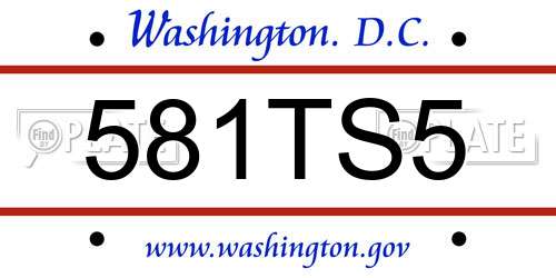 581TS5 District Of Columbia License Plate