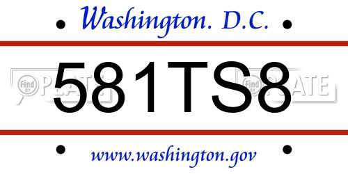 581TS8 District Of Columbia License Plate