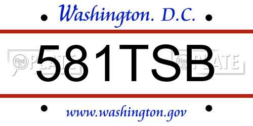 581TSB District Of Columbia License Plate