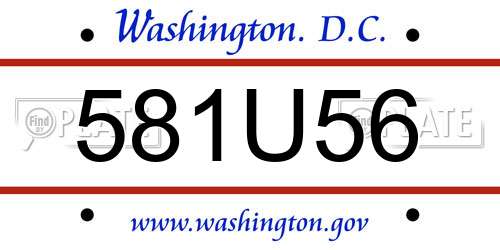 581U56 District Of Columbia License Plate