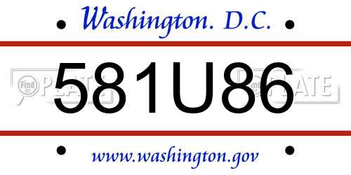 581U86 District Of Columbia License Plate